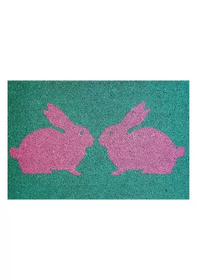 Anorak Kissing Rabbits Printed Doormat - Trouva