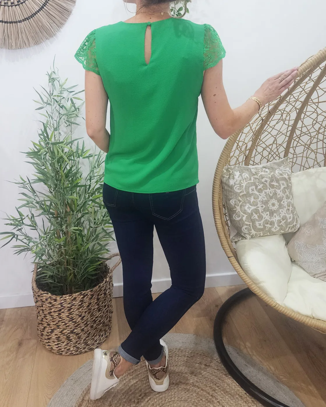 Blouse femme verte Agata