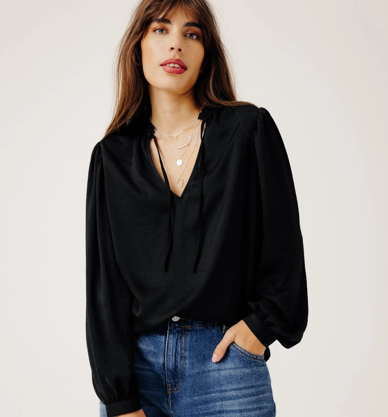 Blouse soyeuse Femme - Noir