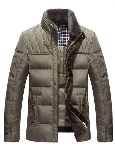 Blouson hiver homme matelassé avec col fourrure épaisse