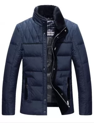 Blouson hiver homme matelassé avec col fourrure épaisse