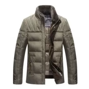 Blouson hiver homme matelassé avec col fourrure épaisse