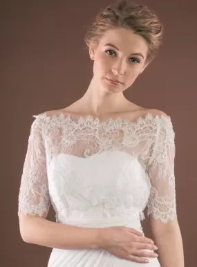 Boléro dentelle mariée manche courte