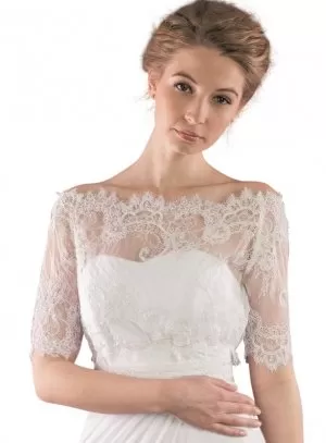 Boléro dentelle mariée manche courte