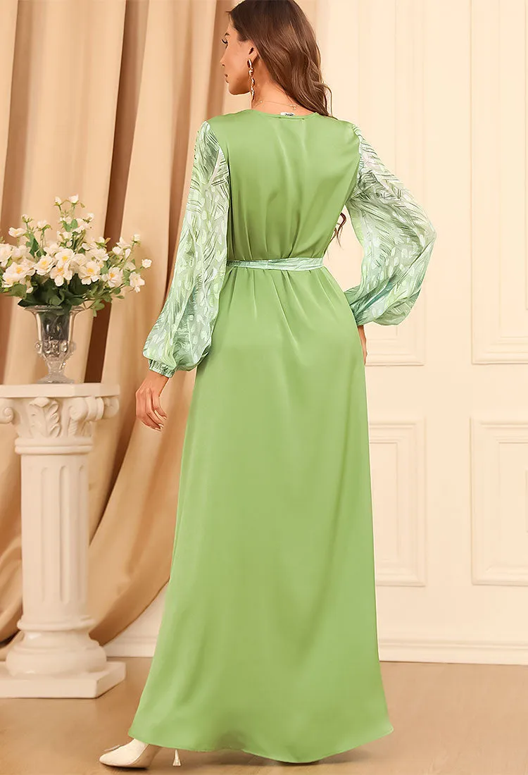 Caftan marocain Fleur de Jasmin - Vert