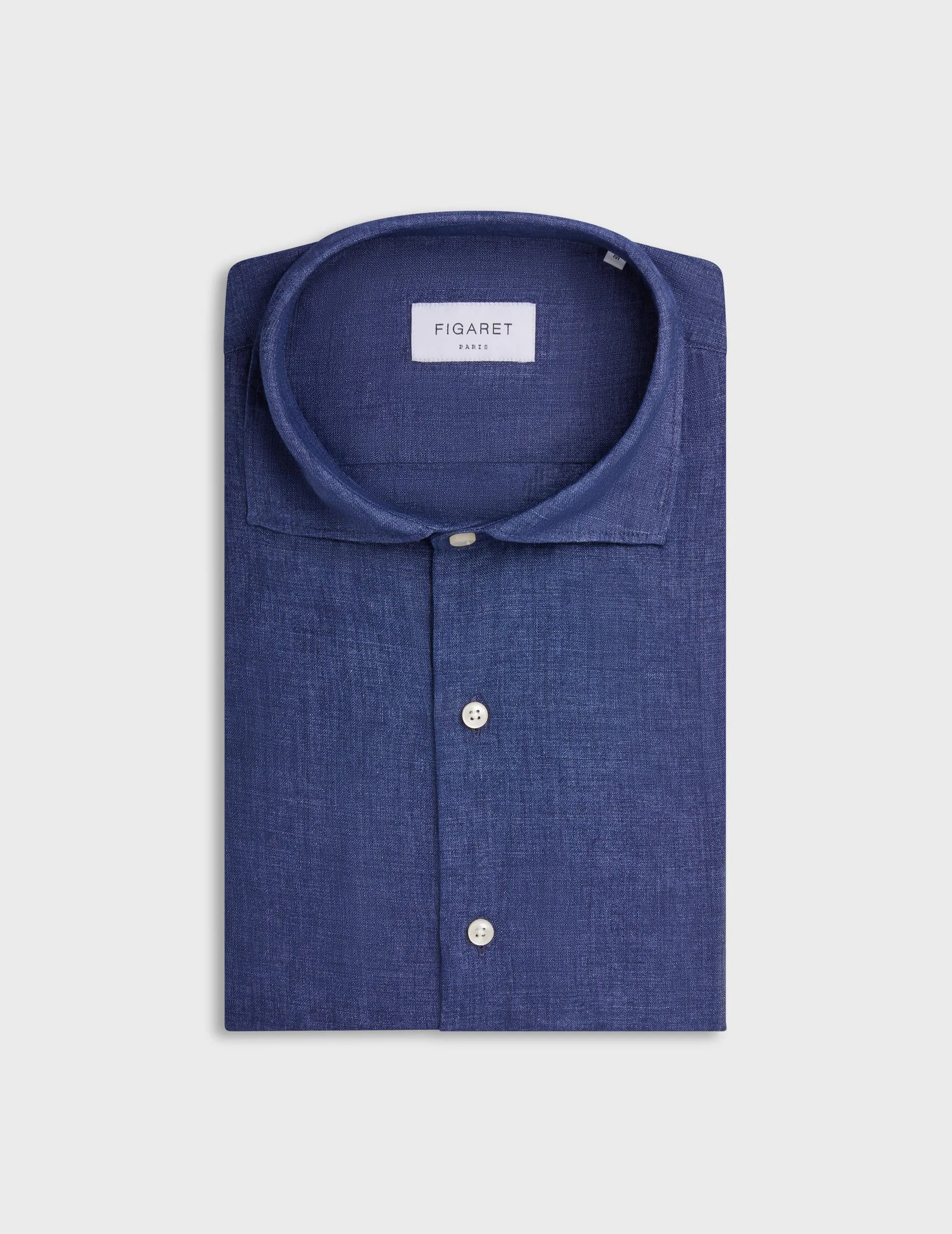 Chemise Aristote en lin bleu foncé