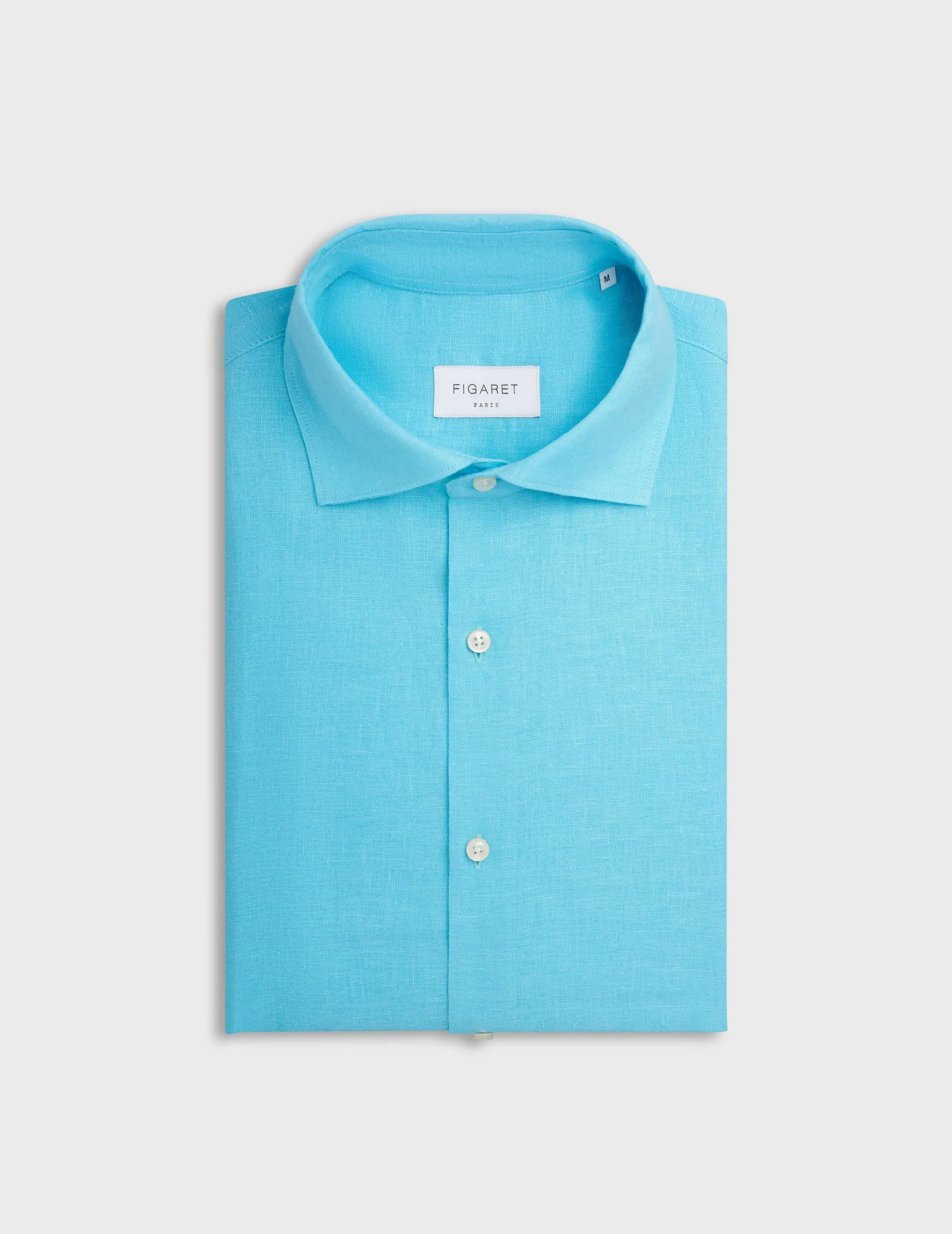 Chemise Aristote en lin turquoise