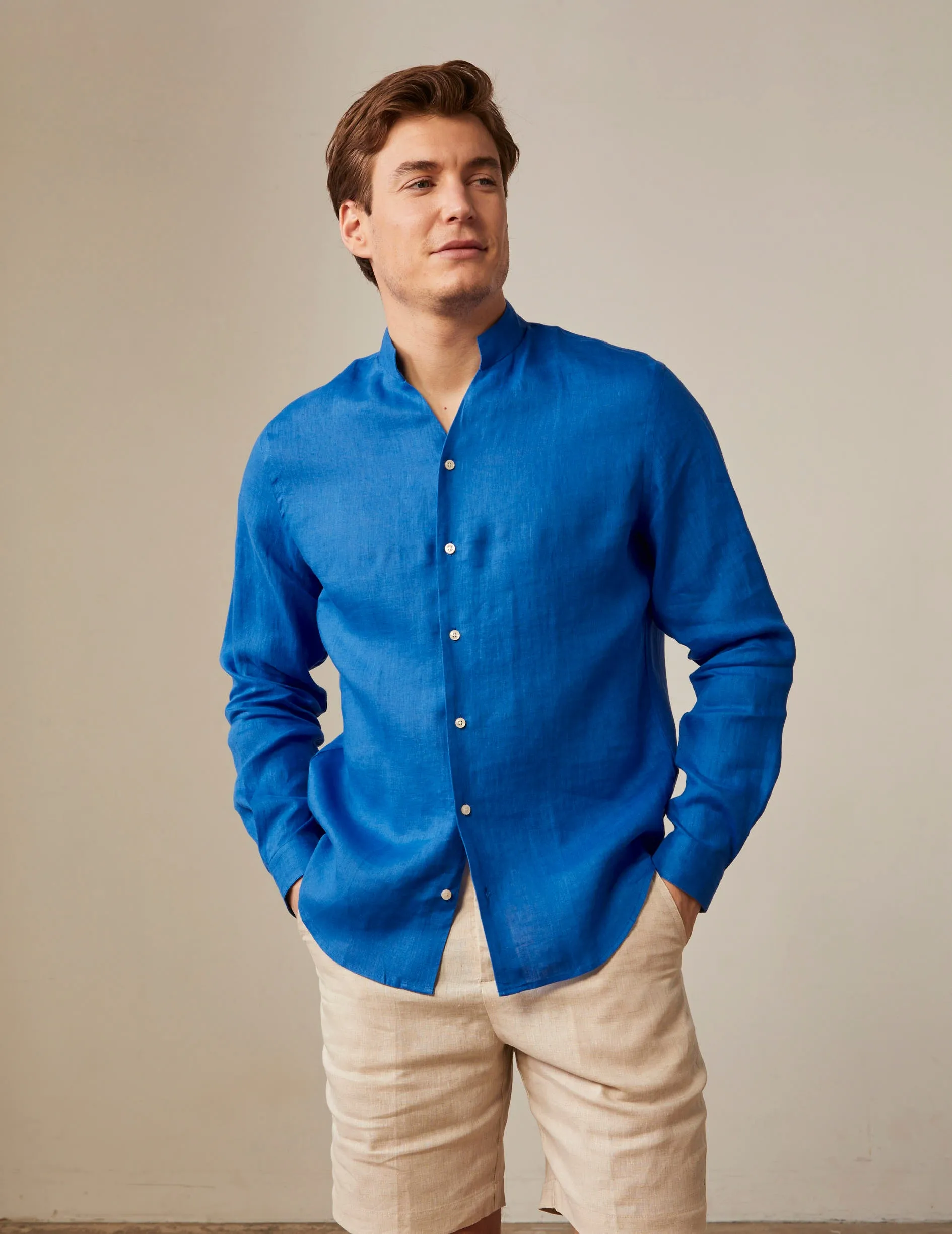 Chemise Carl en lin bleu