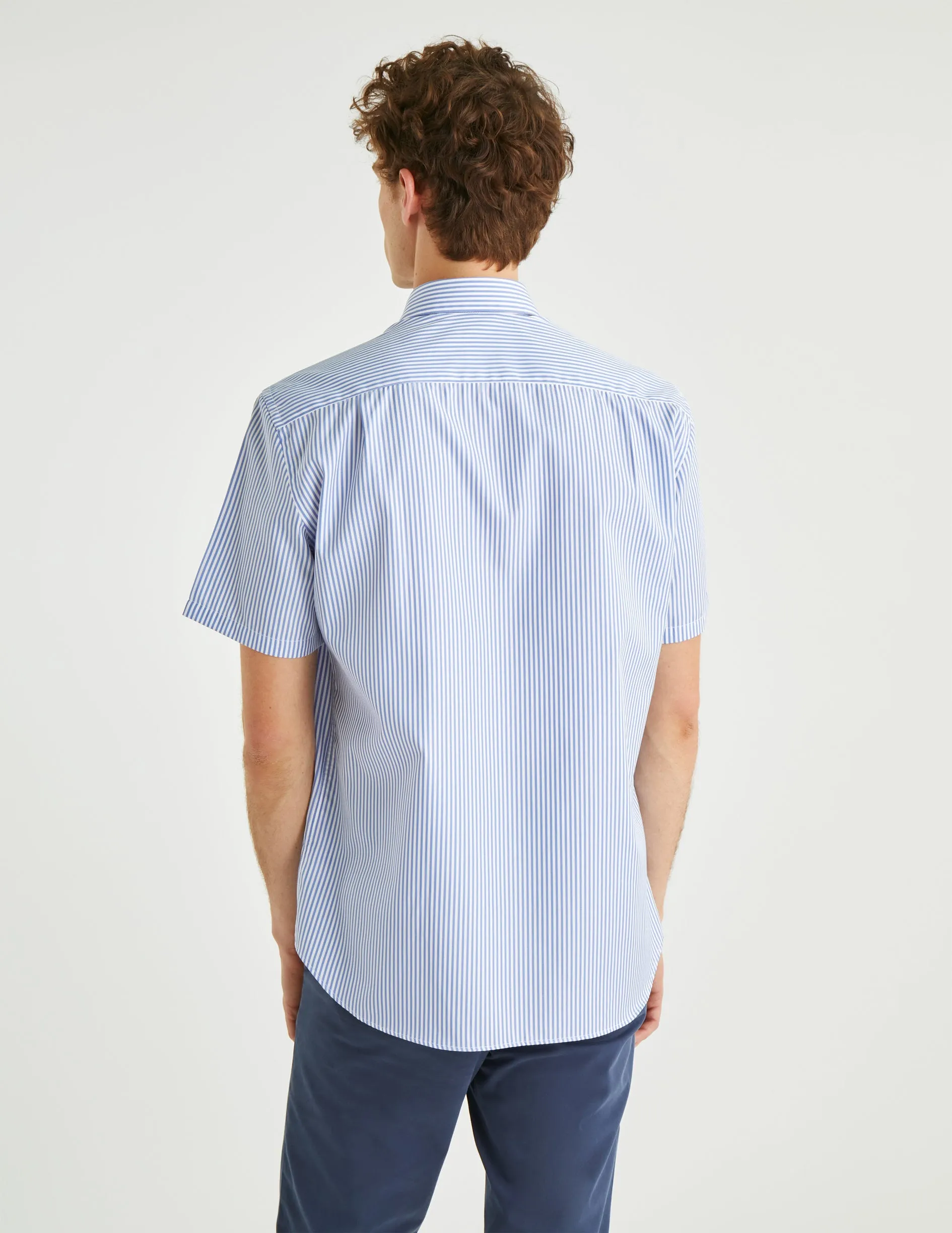 Chemise Classique manches courtes rayée bleue