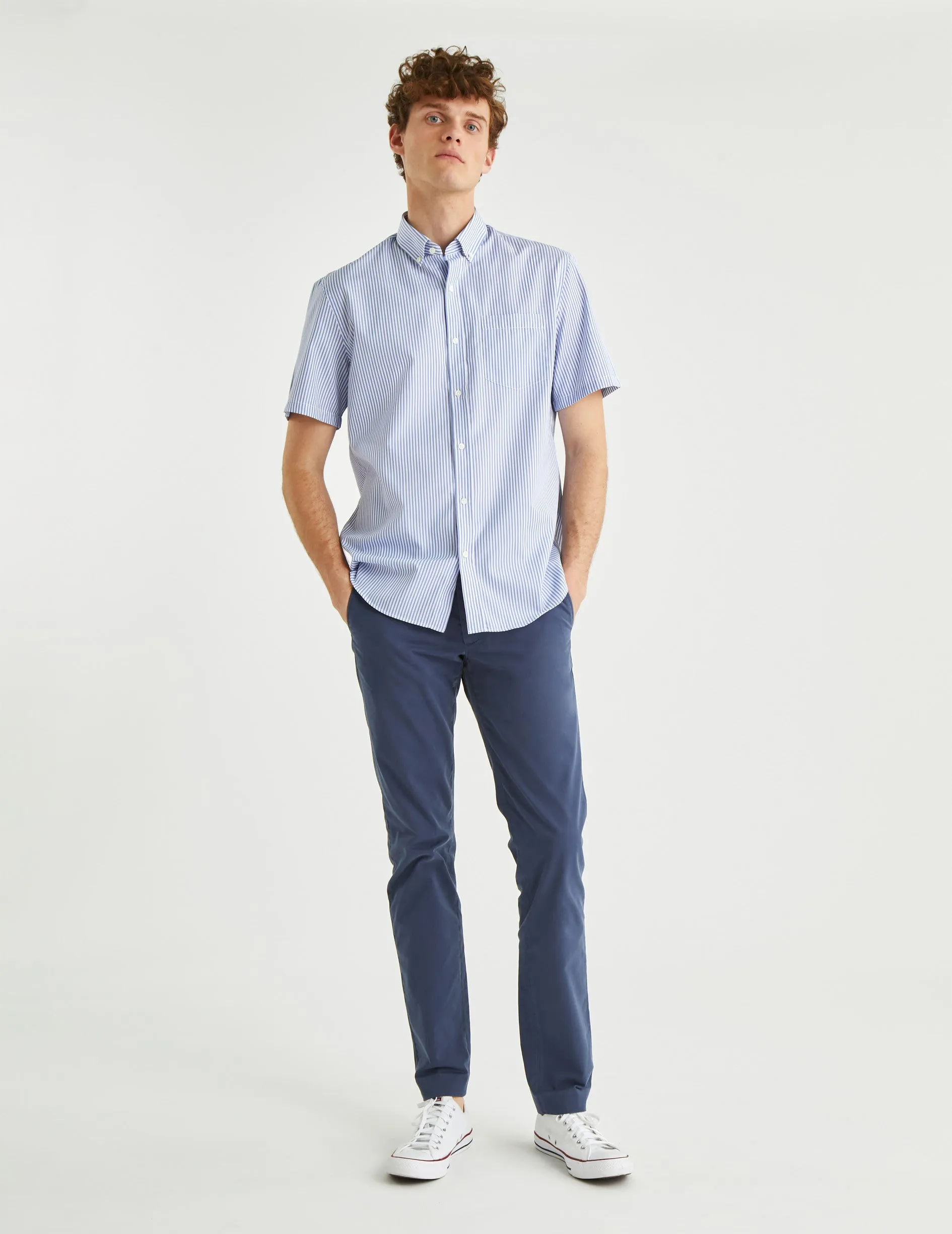 Chemise Classique manches courtes rayée bleue