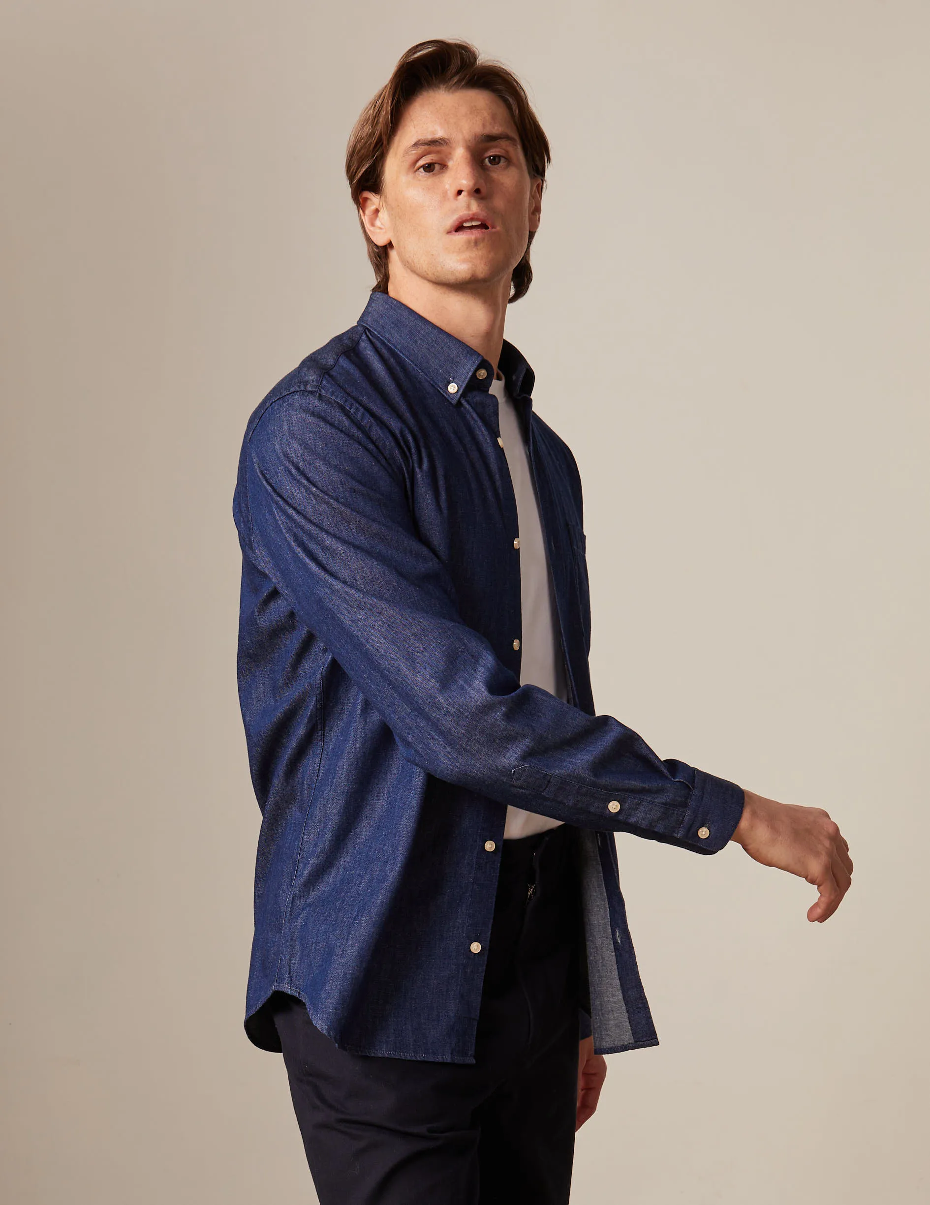 Chemise gabriel en denim bleu marine