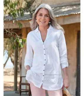 Chemise tunique à panneau brodé - Femme