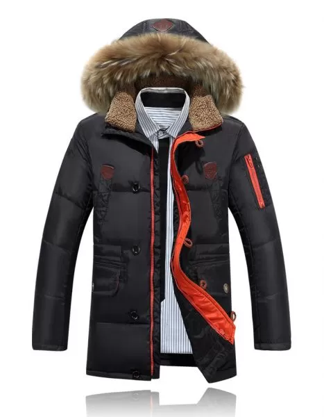 Doudoune capuche fourrure homme avec col shearling