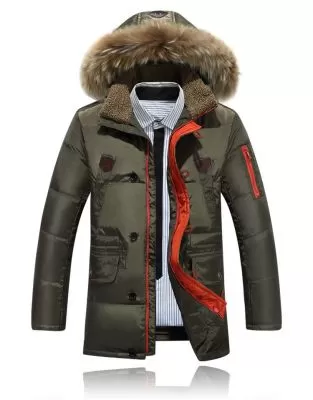 Doudoune capuche fourrure homme avec col shearling