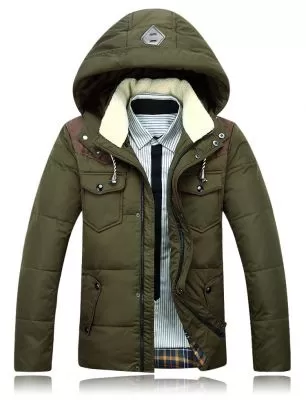 Doudoune à capuche homme avec col shearling en polaire 