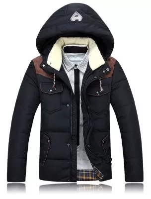 Doudoune à capuche homme avec col shearling en polaire 