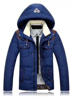 Doudoune à capuche homme avec col shearling en polaire 