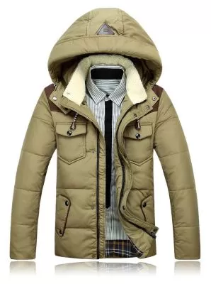 Doudoune à capuche homme avec col shearling en polaire 