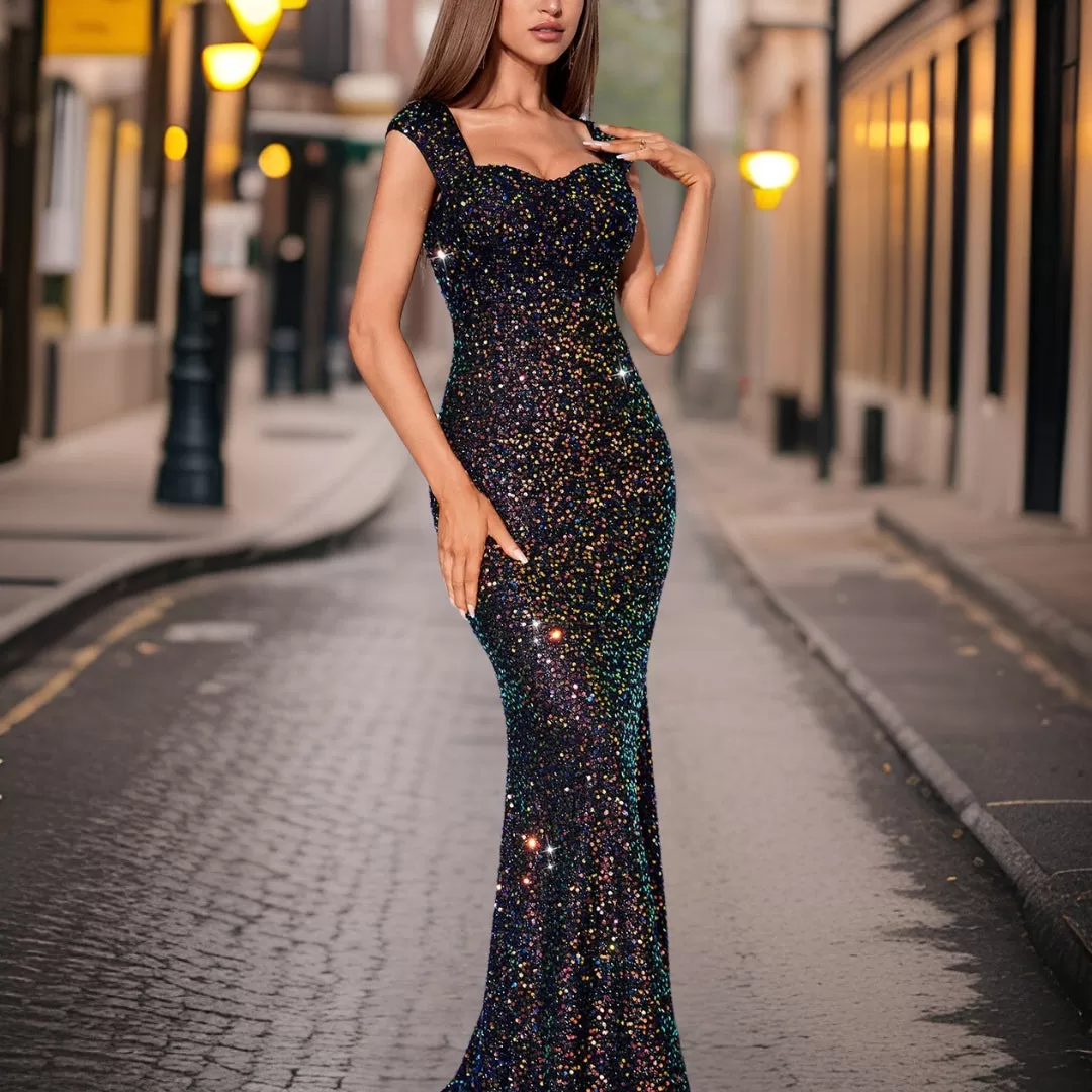 Elisse - Robe de soirée à paillettes à la mode