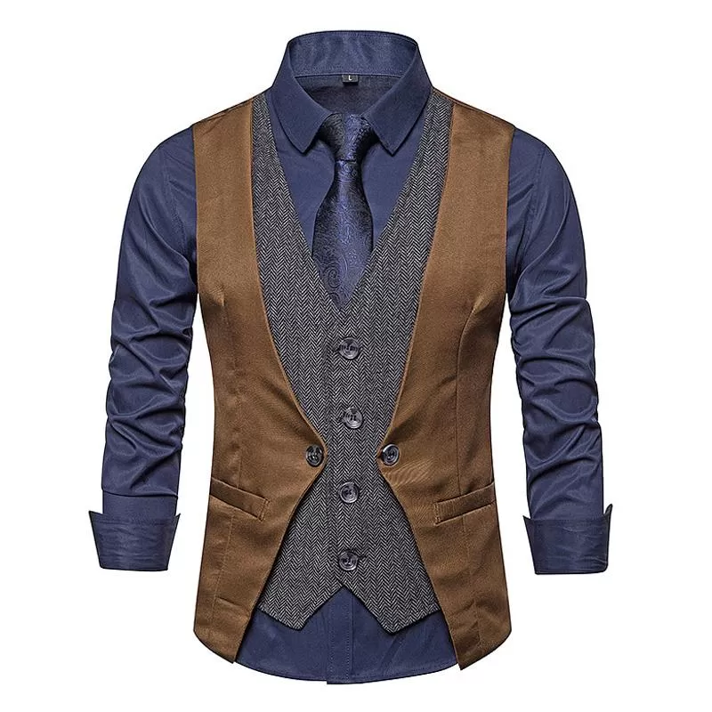 Faux Gilet de Costume deux Pièces pour Homme