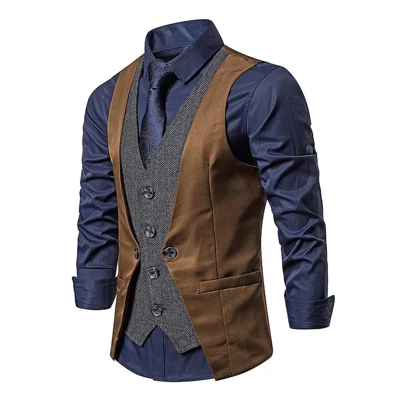 Faux Gilet de Costume deux Pièces pour Homme