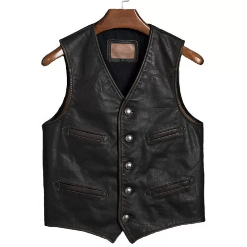 Gilet Cuir Homme Vintage