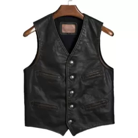 Gilet Cuir Homme Vintage