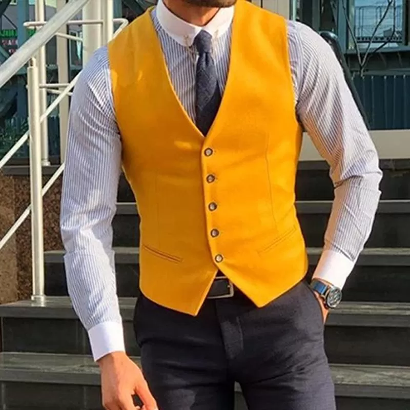 Gilet de costume couleur jaune vintage