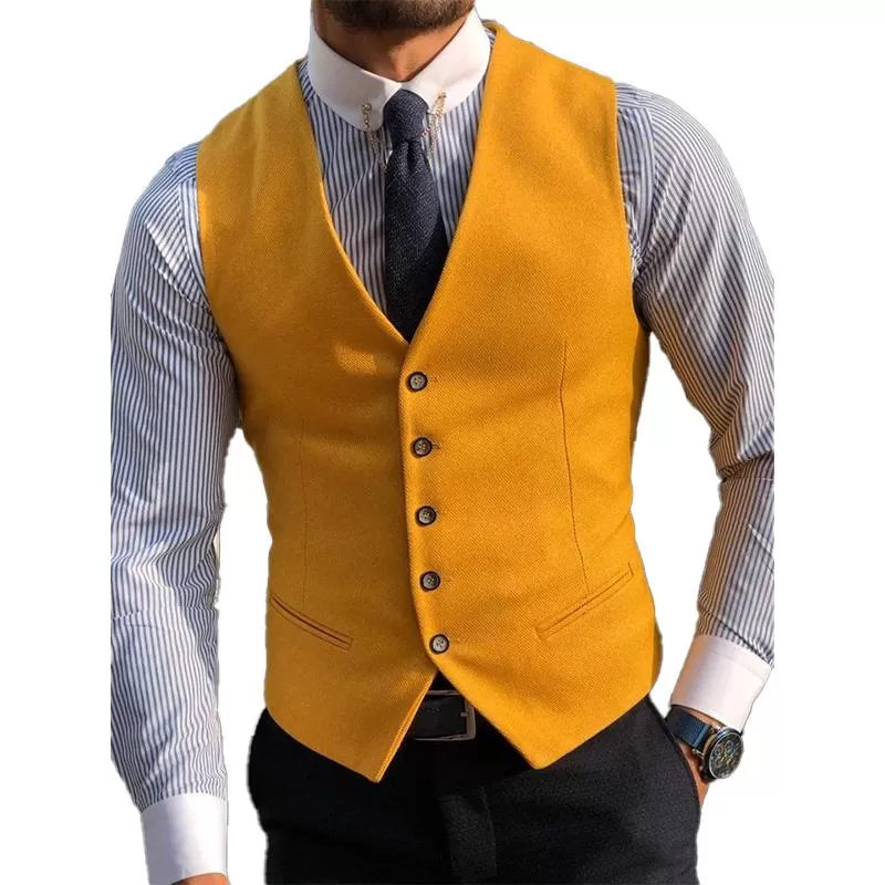 Gilet de costume couleur jaune vintage