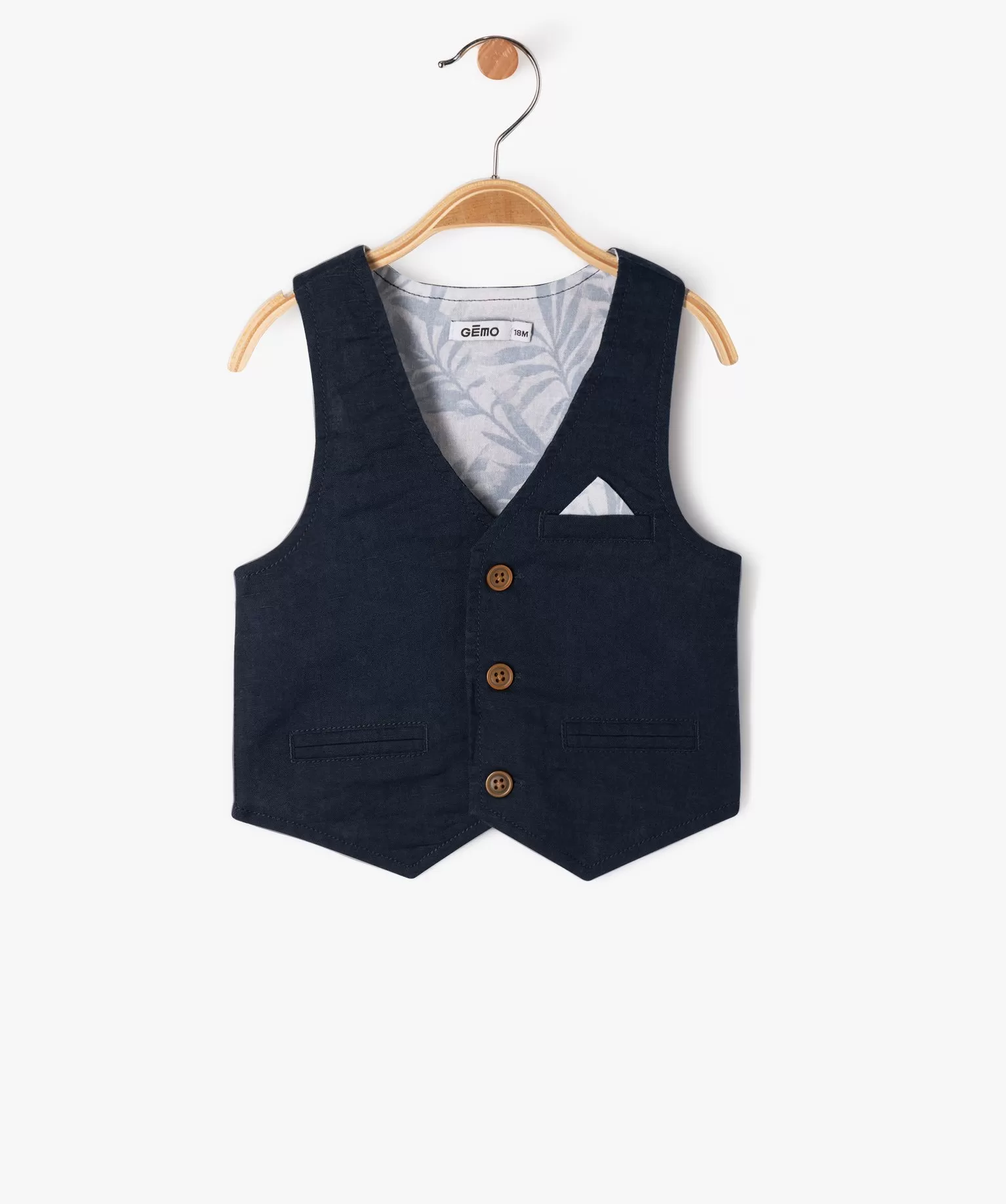 gilet de costume en lin et coton bebe garcon bleu gilets