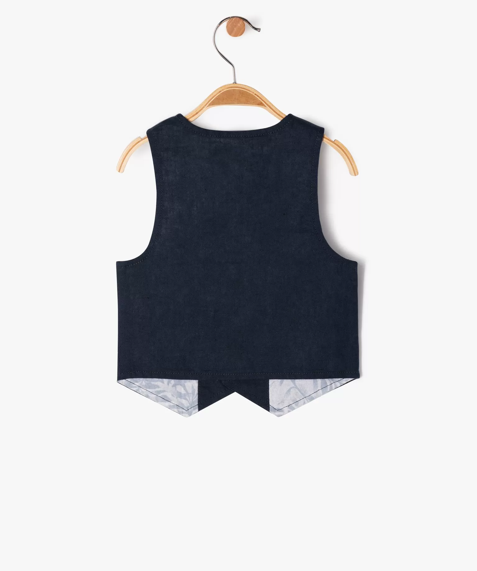 gilet de costume en lin et coton bebe garcon bleu gilets