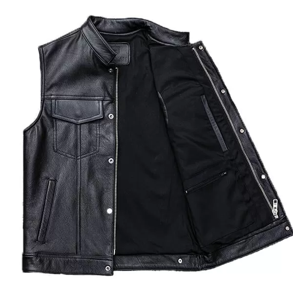 Gilet de Moto en Cuir de Cowboy Mode Vintage