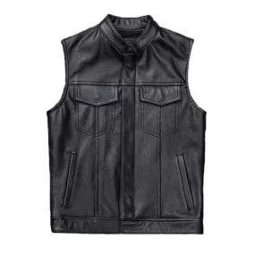 Gilet de Moto en Cuir de Cowboy Mode Vintage