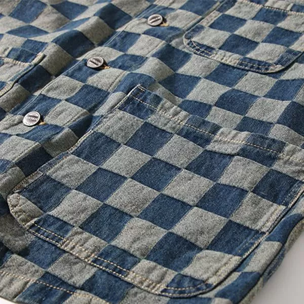 Gilet en denim vieilli délavé vintage