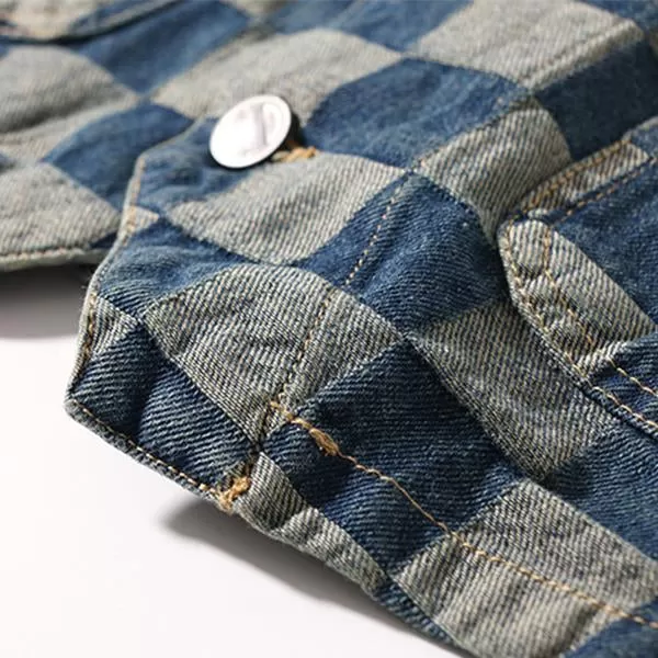 Gilet en denim vieilli délavé vintage