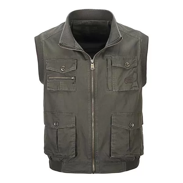 Gilet multi-poches décontracté pour homme vintage