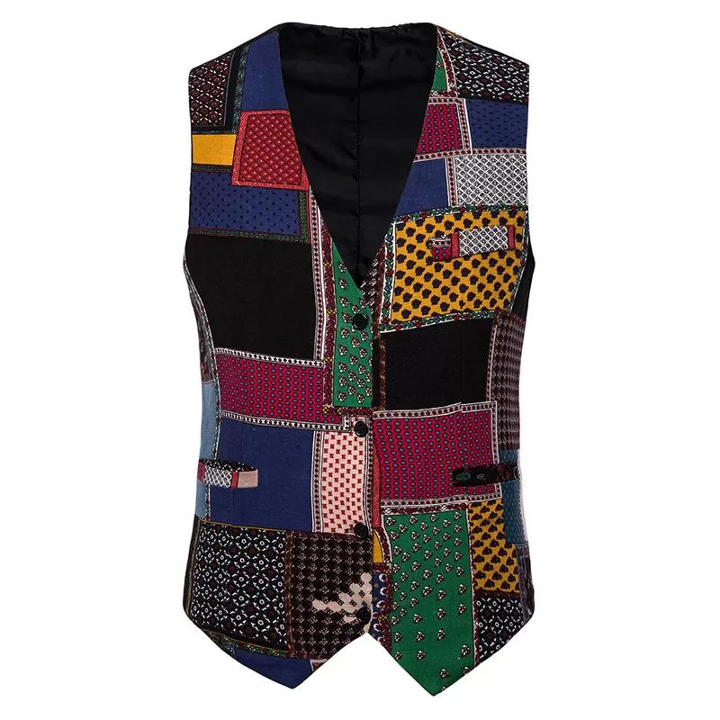 Gilet style britannique à blocs de couleurs vintage