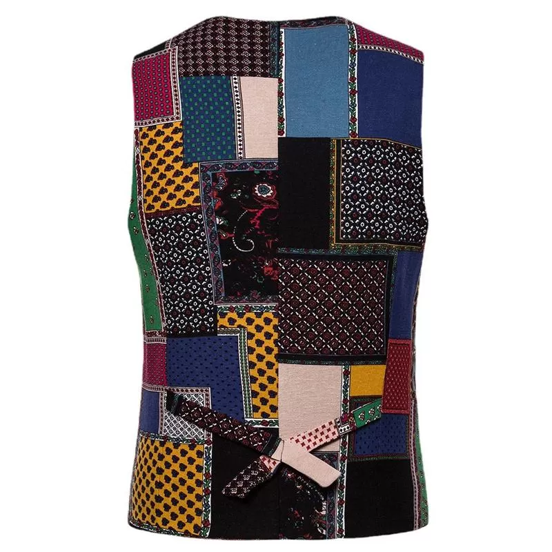 Gilet style britannique à blocs de couleurs vintage