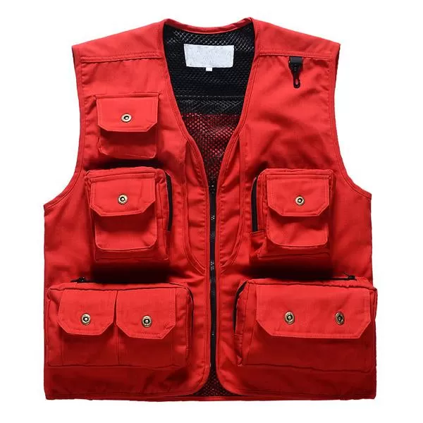 Gilet zippé robuste de pêche vintage