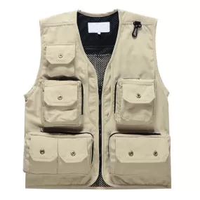 Gilet zippé robuste de pêche vintage