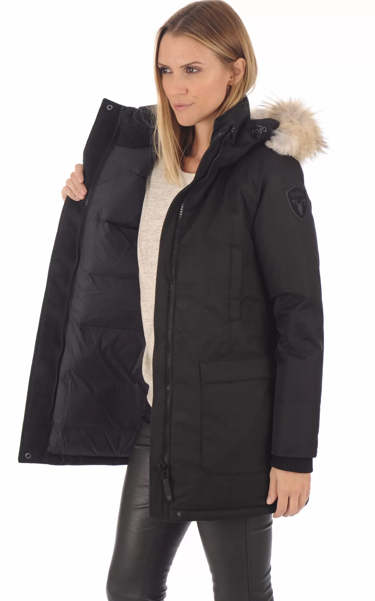 Parka Carla noire Nobis - La Canadienne - Parkas Textile Noir