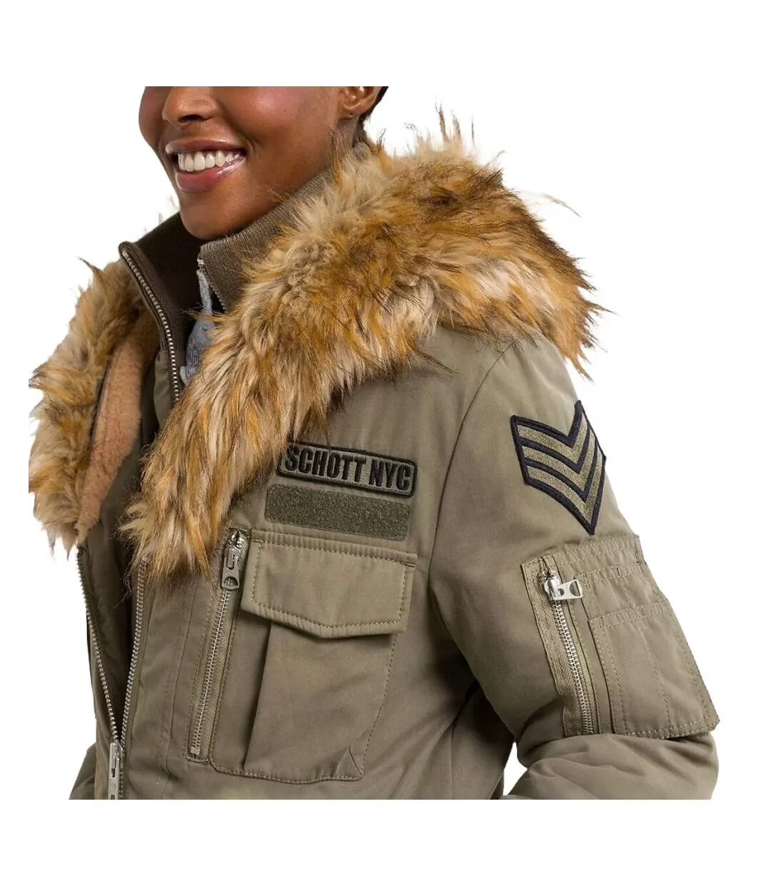 Parkas Kaki Femme Schott Army