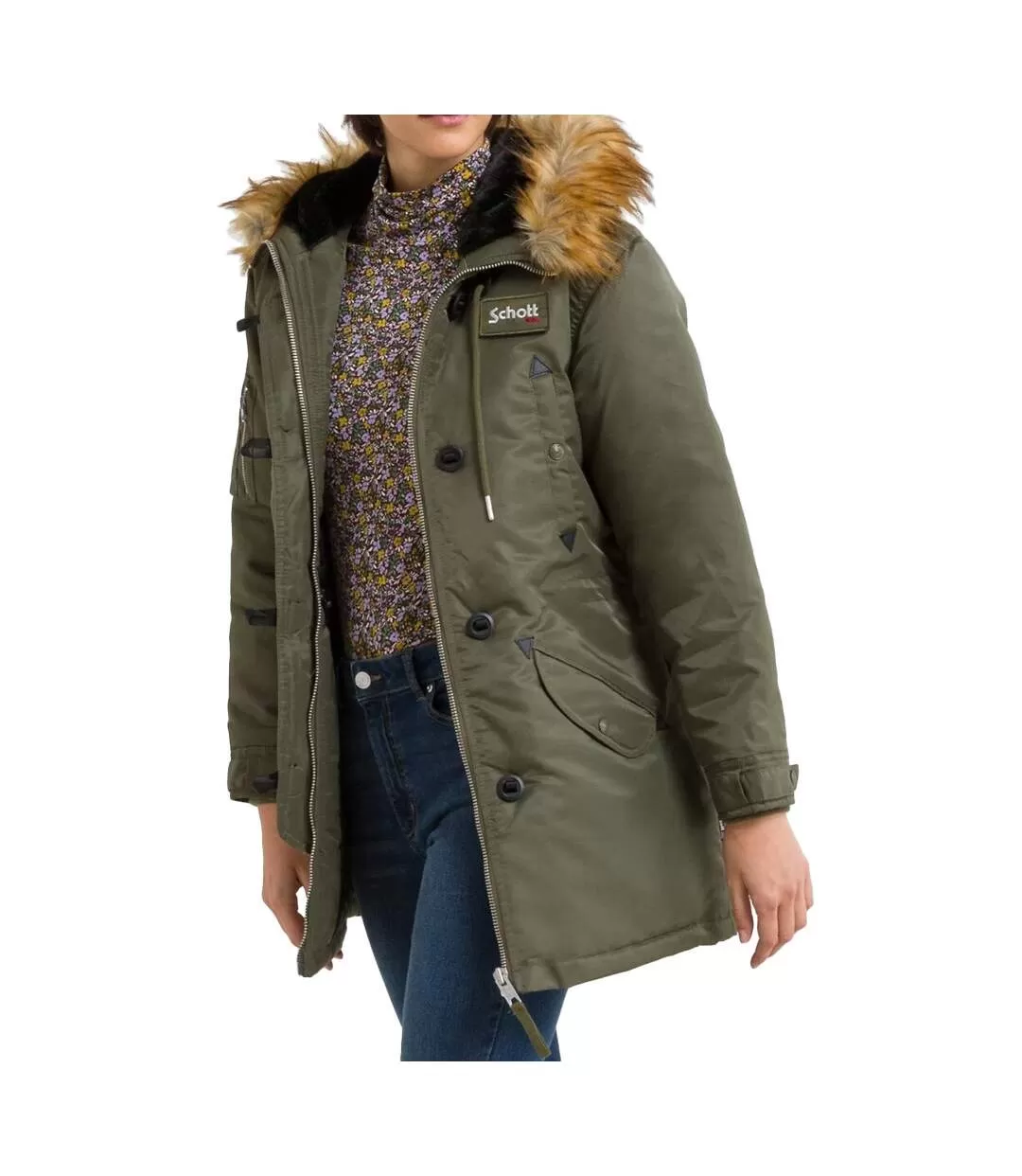 Parkas Kaki Femme Schott Elisa