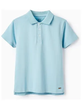 Polo En Piqué De Coton Pour Garçon manches courtes - Bleu clair