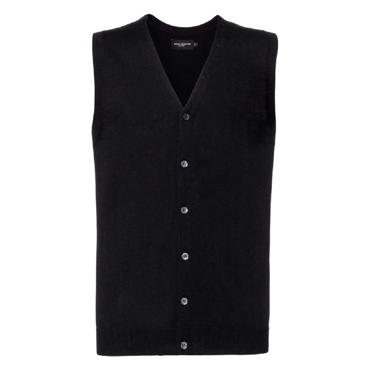 Pull boutonné col V sans manches homme - R-719M-0 noir 