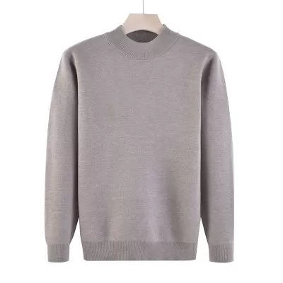 Pull en laine pour homme à col roulé mi-haut de couleur unie