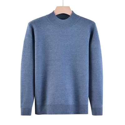 Pull en laine pour homme à col roulé mi-haut de couleur unie