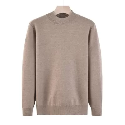 Pull en laine pour homme à col roulé mi-haut de couleur unie