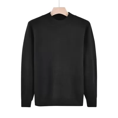 Pull en laine pour homme à col roulé mi-haut de couleur unie