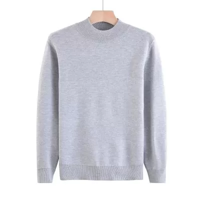 Pull en laine pour homme à col roulé mi-haut de couleur unie